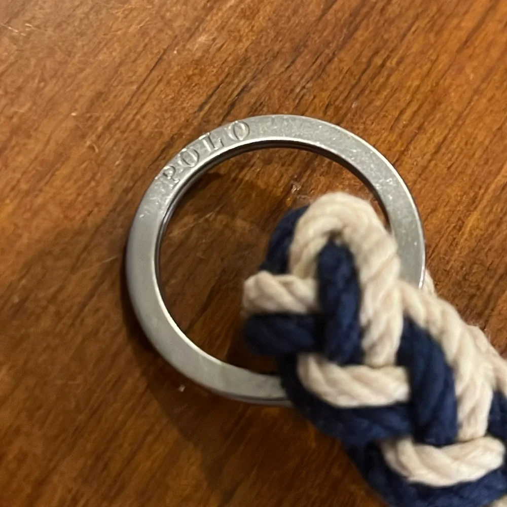 Polo Ralph Lauren Nautical Keychain key chain FOB new blue white braided